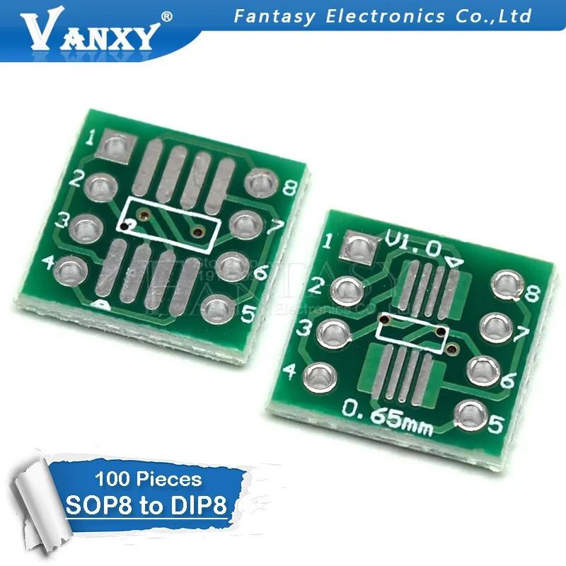 100PCS TSSOP8 SSOP8 SOP8 to DIP8 Transfer Board DIP Pin Board Pitch Adapter
