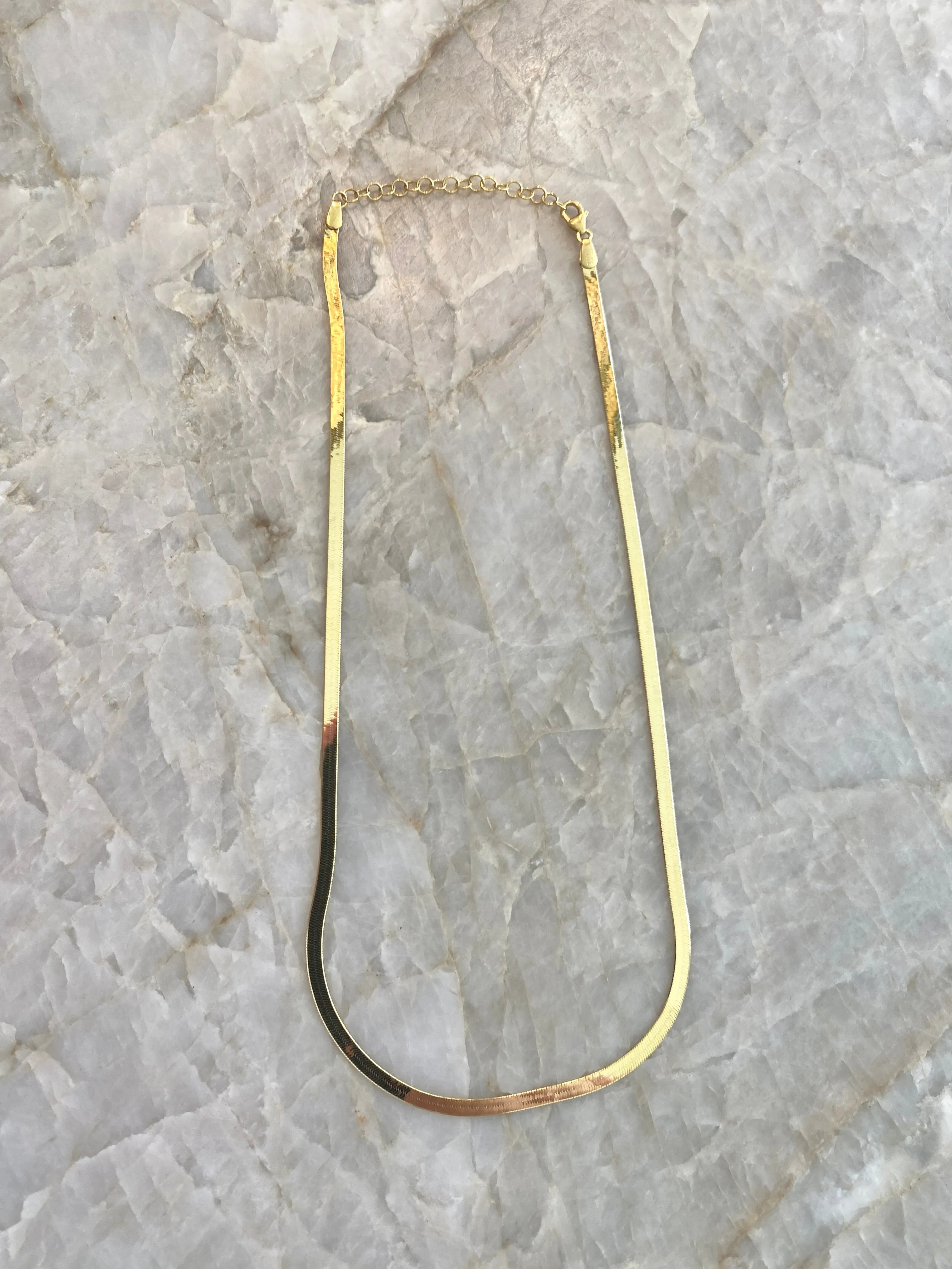 10k Solid Gold 2.5mm Herringbone Necklace (16" with extender to 18")