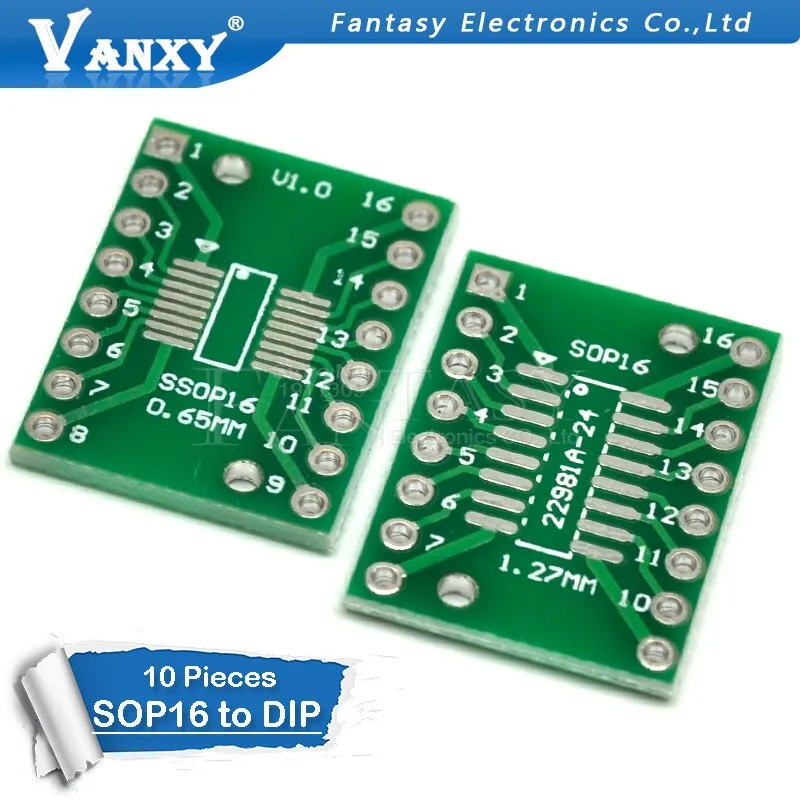 10PCS TSSOP16 SSOP16 SOP16 to DIP16 Transfer Board DIP Pin Board Pitch Adapter PCB