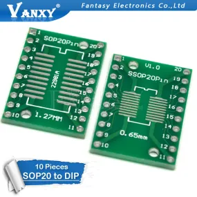10PCS TSSOP20 SSOP20 SOP20 to DIP20 PCB Transfer Board DIP Pin Board Pitch Adapter