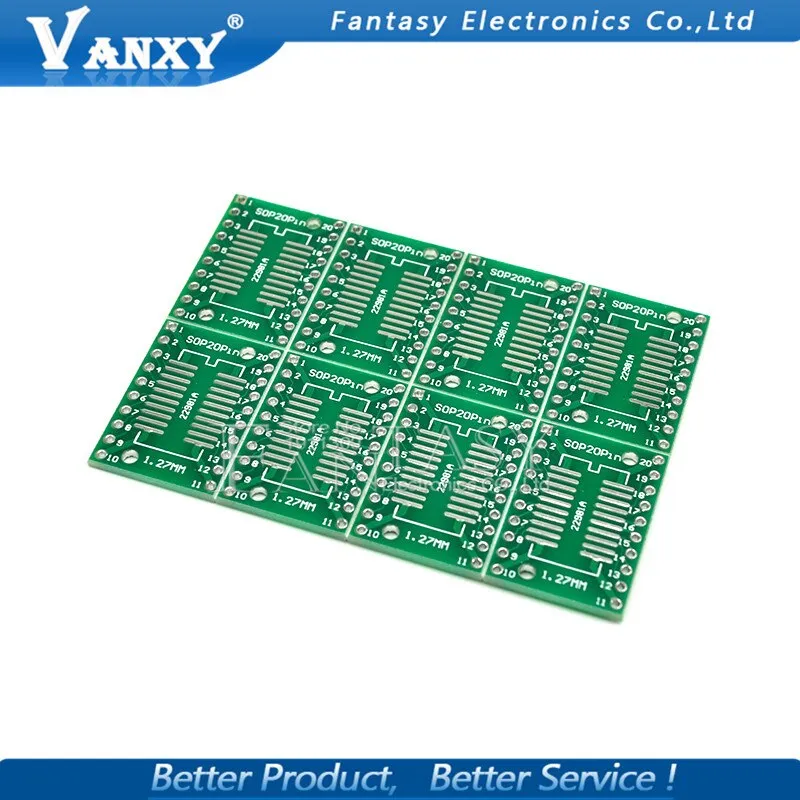 10PCS TSSOP20 SSOP20 SOP20 to DIP20 PCB Transfer Board DIP Pin Board Pitch Adapter