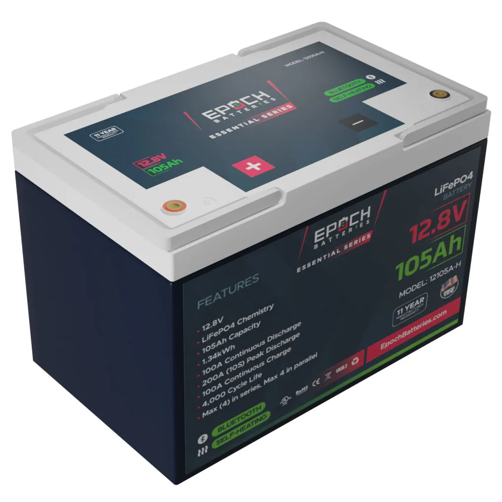 12V 105Ah - Group 24 - Heated & Bluetooth LiFePO4 Battery
