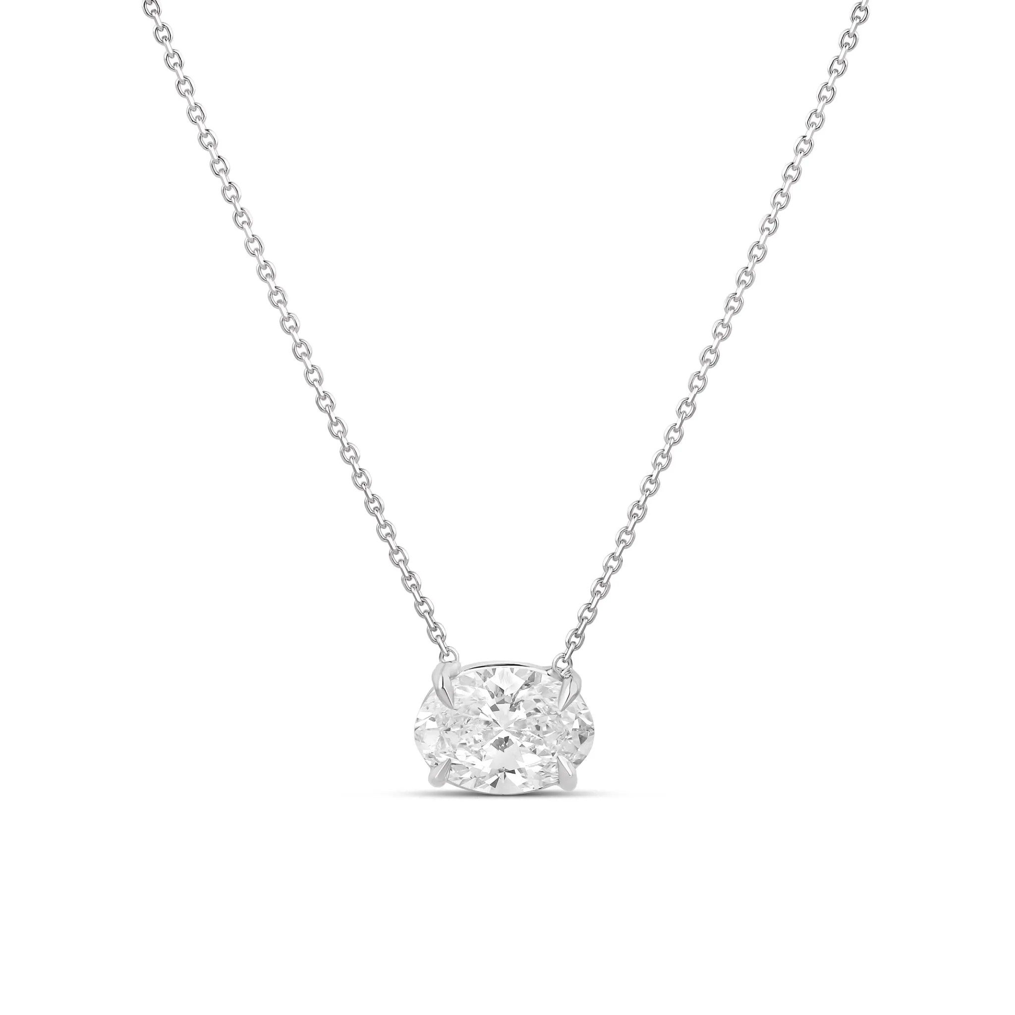 1ct Lab Diamond Oval Solitaire Necklace