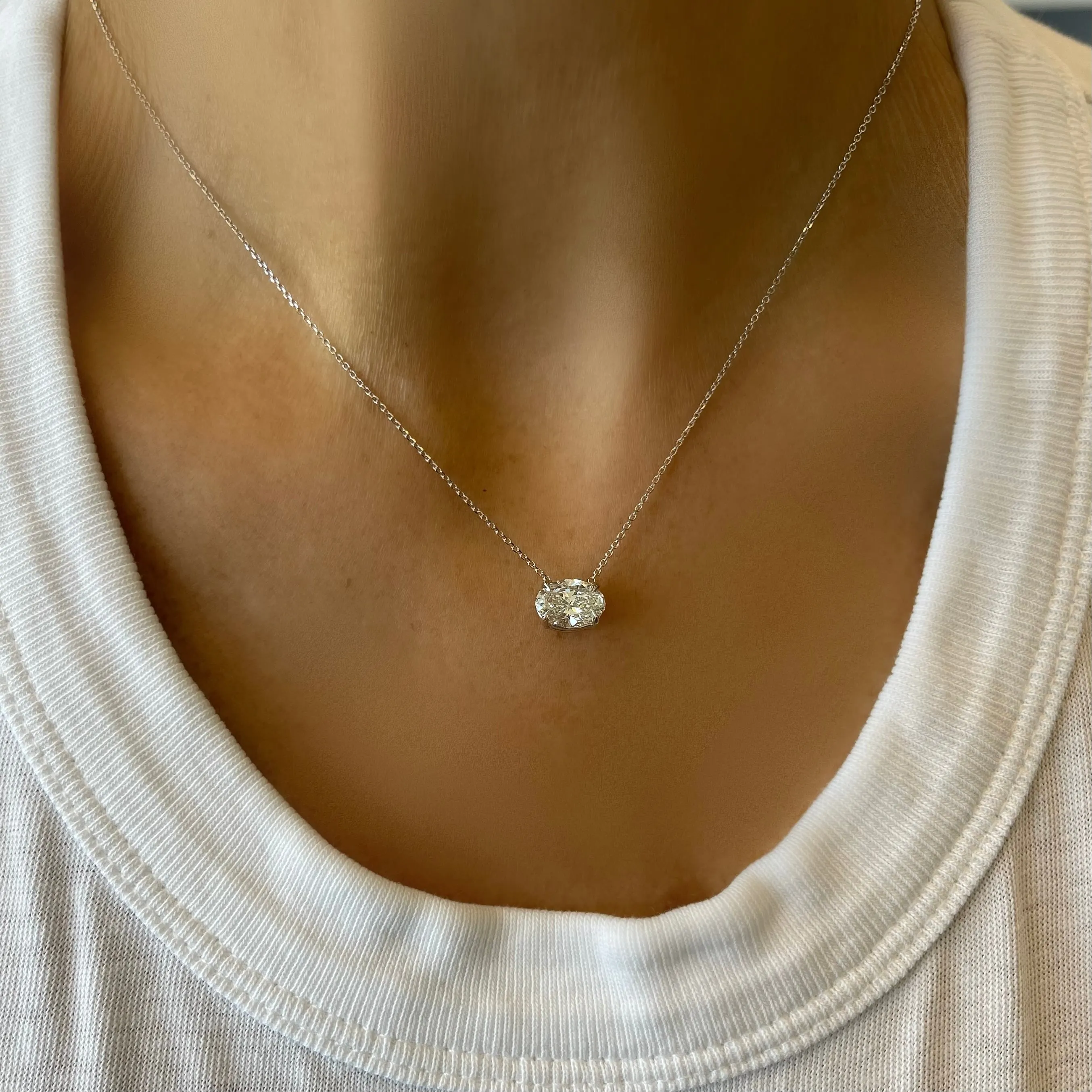 1ct Lab Diamond Oval Solitaire Necklace
