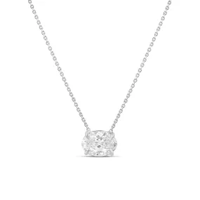 1ct Lab Diamond Oval Solitaire Necklace
