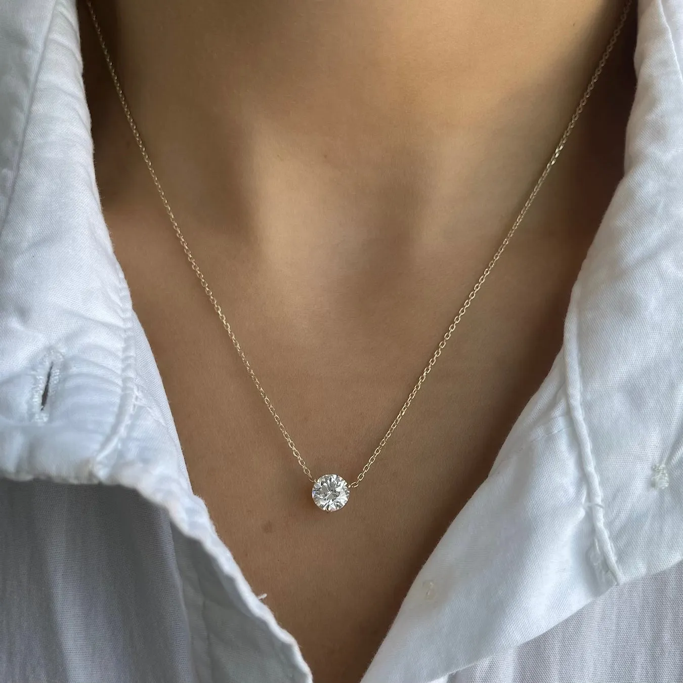 1ct Lab Diamond Solitaire Necklace
