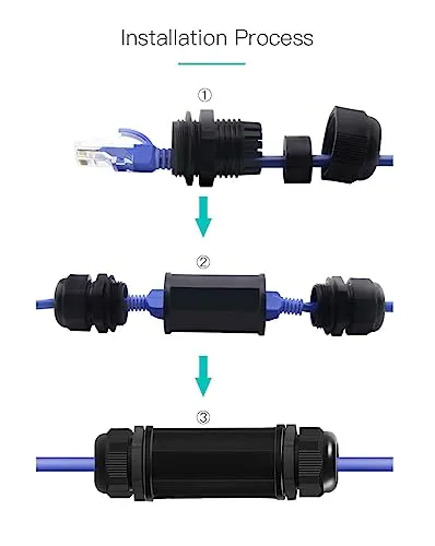 (2 Pack) Toptekits RJ45 Waterproof Connector IP67 Ethernet Network Cable Connector Double Head Outdoor LAN Coupler Adapter Female Cat5, 6,8P8C