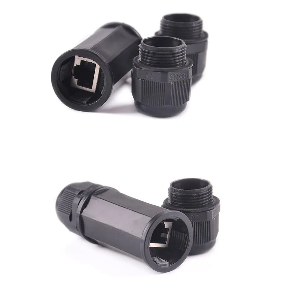 (2 Pack) Toptekits RJ45 Waterproof Connector IP67 Ethernet Network Cable Connector Double Head Outdoor LAN Coupler Adapter Female Cat5, 6,8P8C