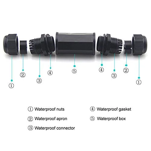 (2 Pack) Toptekits RJ45 Waterproof Connector IP67 Ethernet Network Cable Connector Double Head Outdoor LAN Coupler Adapter Female Cat5, 6,8P8C