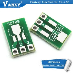 20pcs SOT89 SOT223 to DIP PCB Transfer Board DIP Pin Board Pitch Adapter keysets