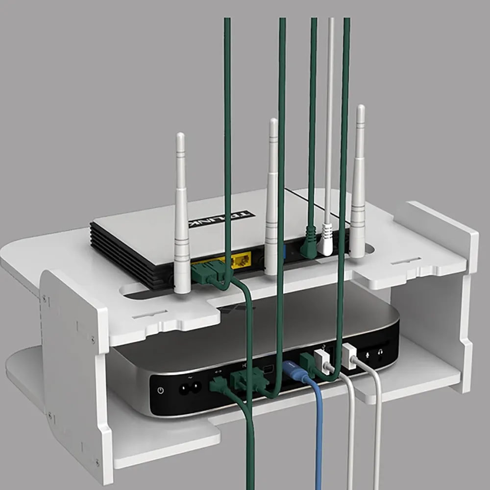 28 x 12.7 x 19cm Modern Simplicity Router Wall Shelf Rack RA-116