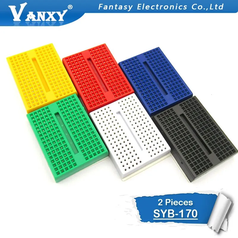 2PCS SYB-170 Mini Solderless Prototype Breadboard 170 Tie-points PCB Test Board