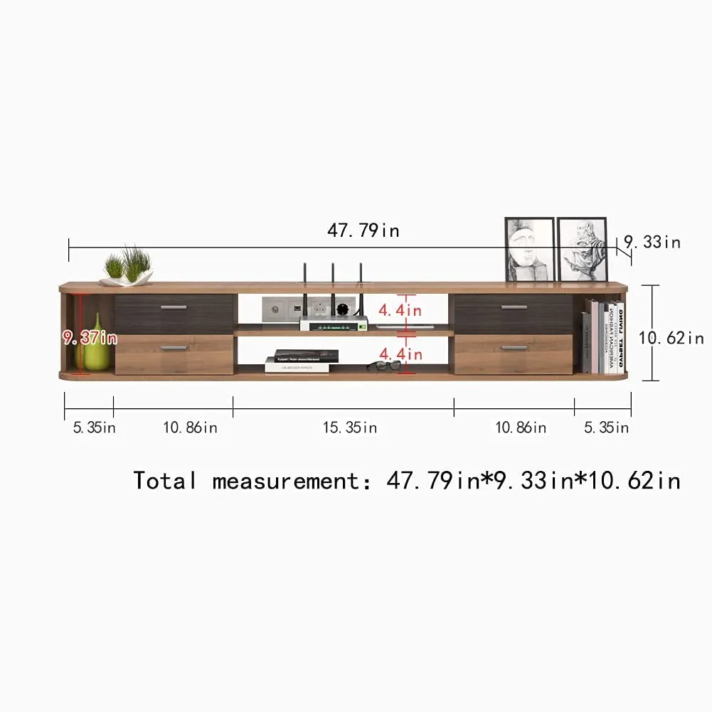 47" Drawista Floating TV Stand, Walnut