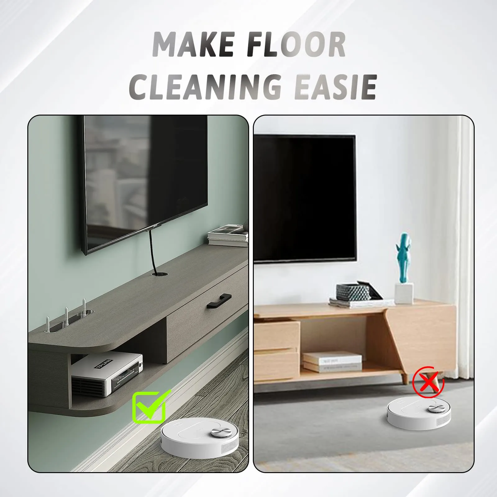 55" Eclan Floating TV Stand, Oak Grey