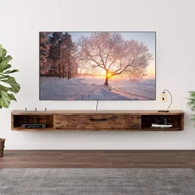 62.99" Eclan Rustic Brown Floating TV Stand