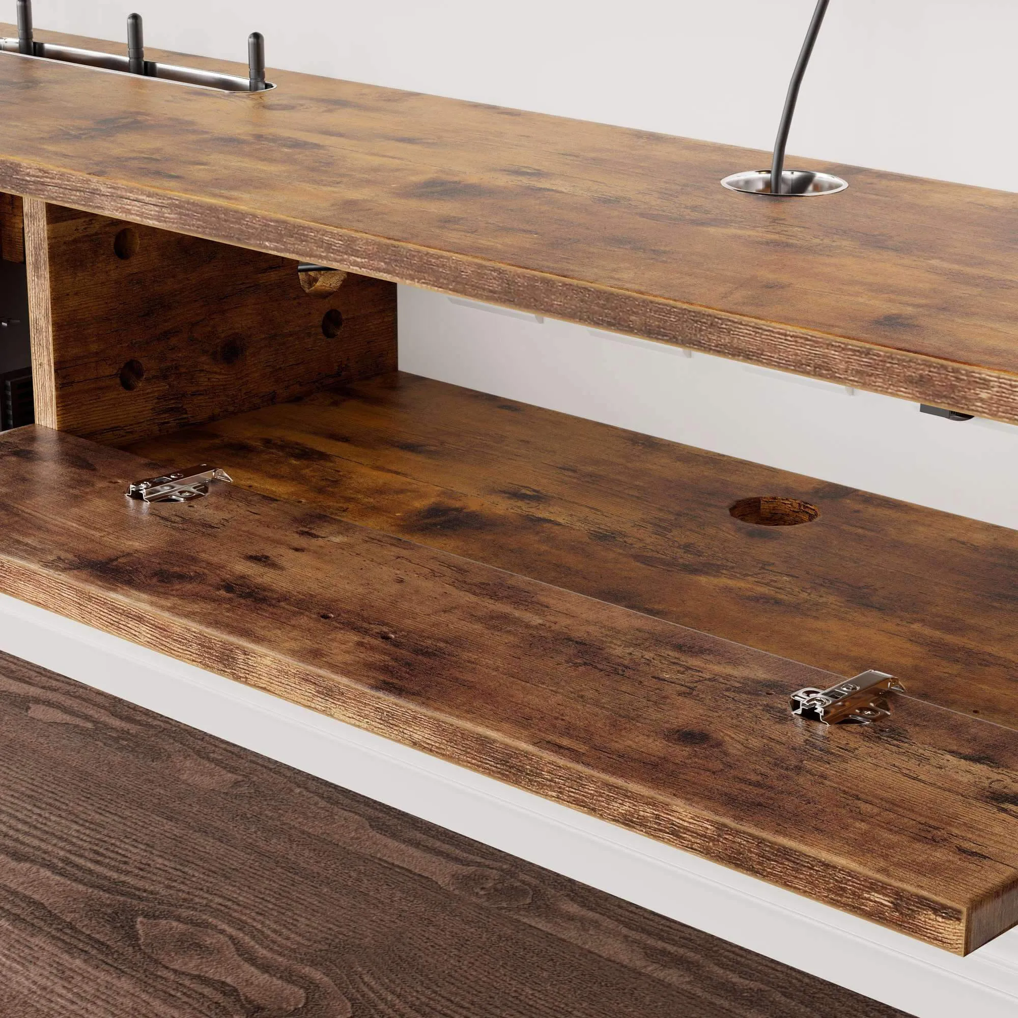 62.99" Eclan Rustic Brown Floating TV Stand