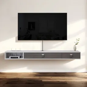 63" Dueta Floating TV Stand, Greyish White