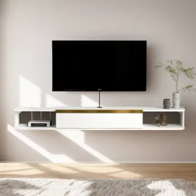 63" Slendera Floating TV Stand, Marble White