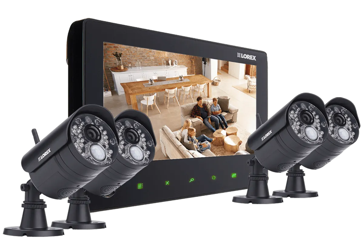 720p Wireless Video Surveillance System for home, 4 outdoor cameras with audio and 65FT night vision