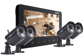 720p Wireless Video Surveillance System for home, 4 outdoor cameras with audio and 65FT night vision