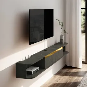 78" Slendera Floating TV Stand, Marble Grey