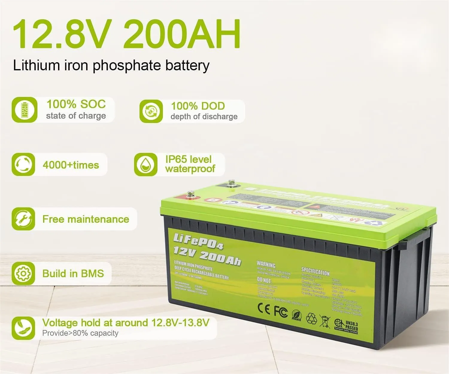 Acopower 12V 200Ah LiFePO4 Deep Cycle Lithium Battery