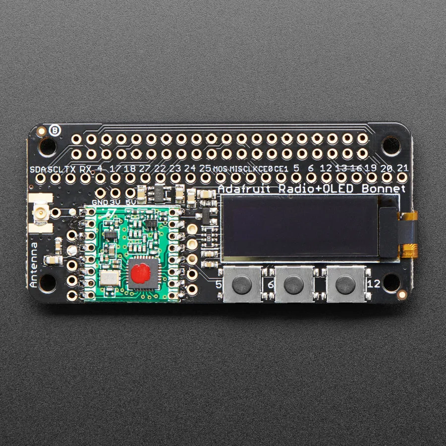 Adafruit RFM69HCW Transceiver Radio Bonnet - 433 MHz - RadioFruit