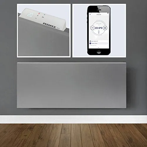 ADAX Neo Smart Wifi Electric Panel Heater/Convector Radiator With Timer. Smartphone Control, Splash Proof, Economic, Modern, Designer, 1400W, Lava Grey