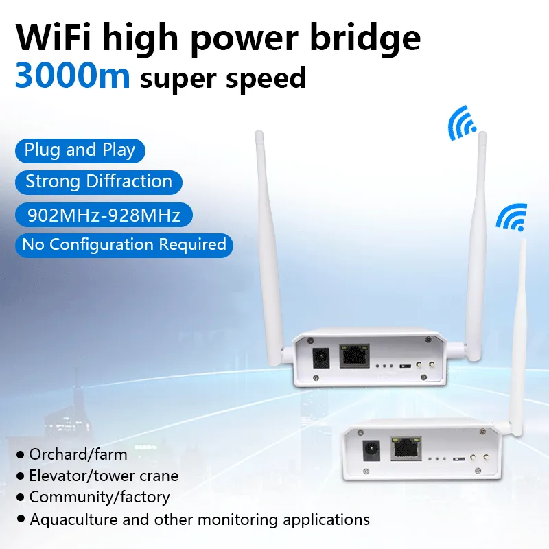 Enhanced Edition Anjielo WiFi HaLow Wireless Bridge Extender with Powerful High Gain Antenna for Long-Distance 3km Range, Faster Speed, and Stronger Penetration