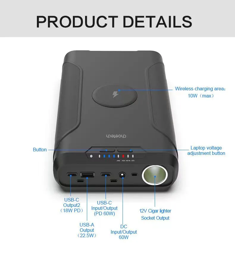 B661 Choetech 69,600mAh 254Wh with DC Output Power Bank