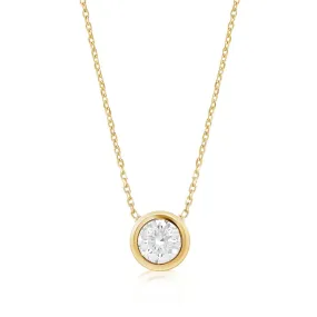 Bezel Set 1ct Lab Diamond Solitaire Necklace