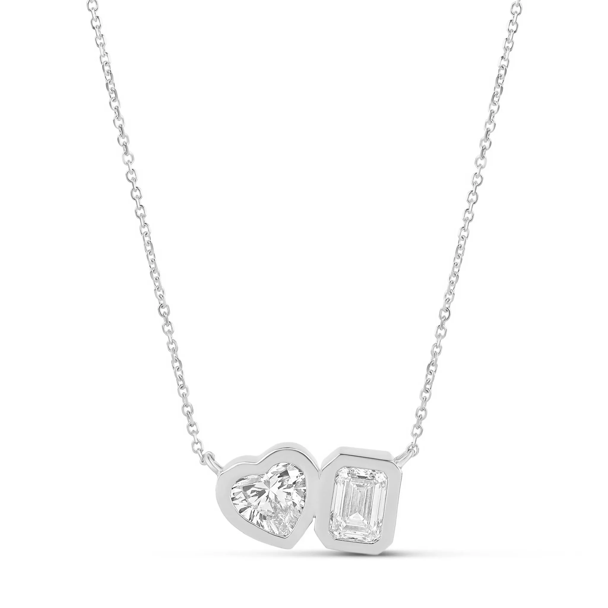 Bezel Set Toi-et-Moi Lab Diamond Necklace - IGI Certified