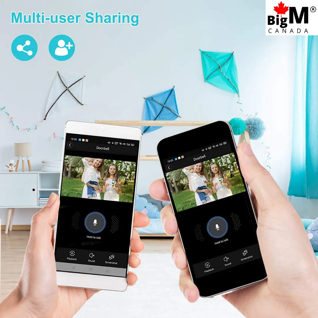 BigM 1080P Wireless Video Doorbell Camera with PIR Motion Detection