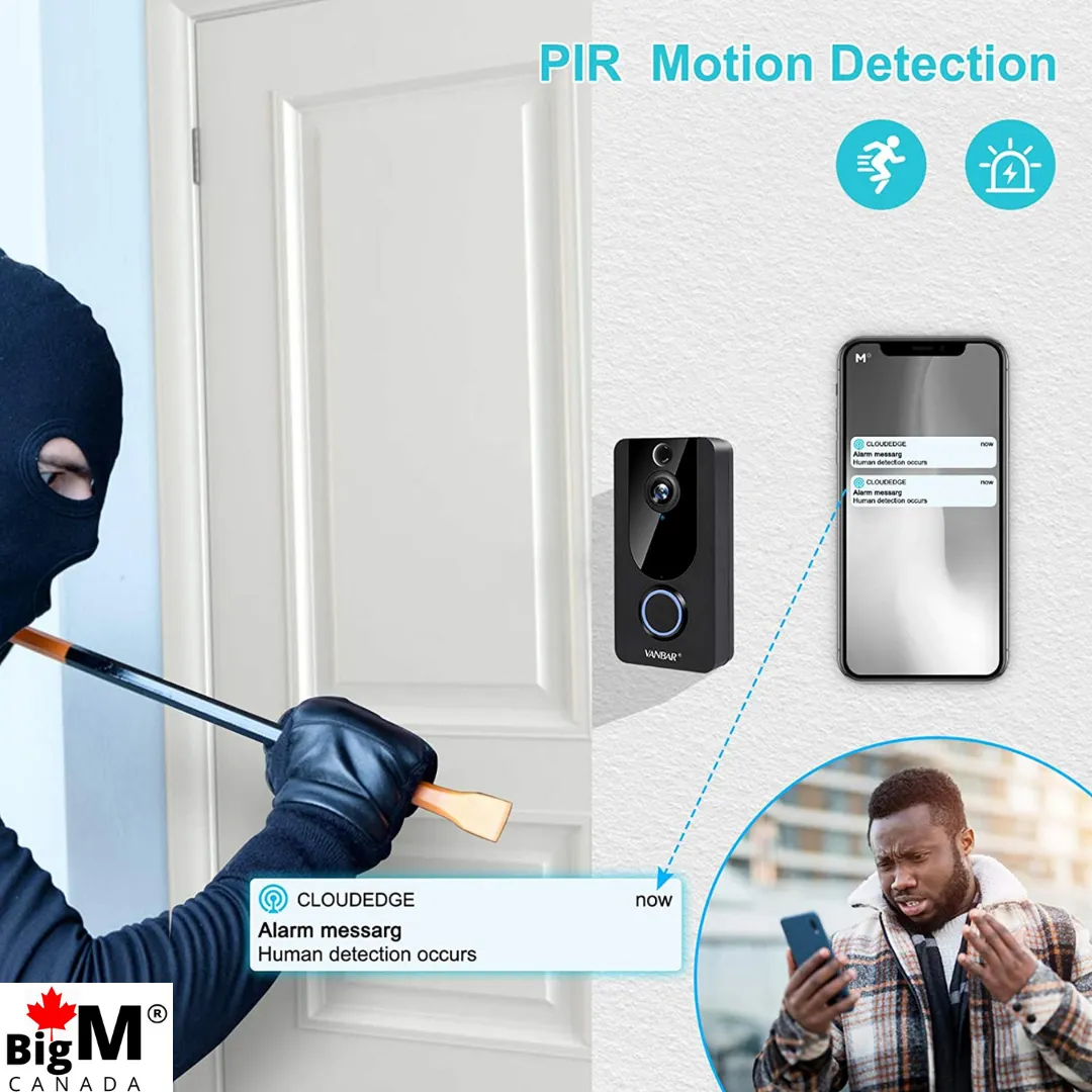BigM 1080P Wireless Video Doorbell Camera with PIR Motion Detection