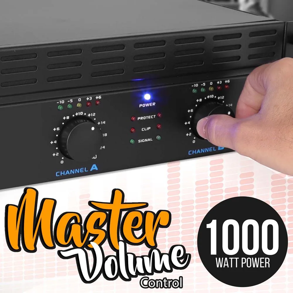 Bluetooth Pro Audio Power Amplifier - 2-Channel Professional Rack Mount Bridgeable Sound Amplifier (1000 Watt)