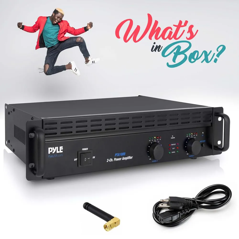 Bluetooth Pro Audio Power Amplifier - 2-Channel Professional Rack Mount Bridgeable Sound Amplifier (1000 Watt)