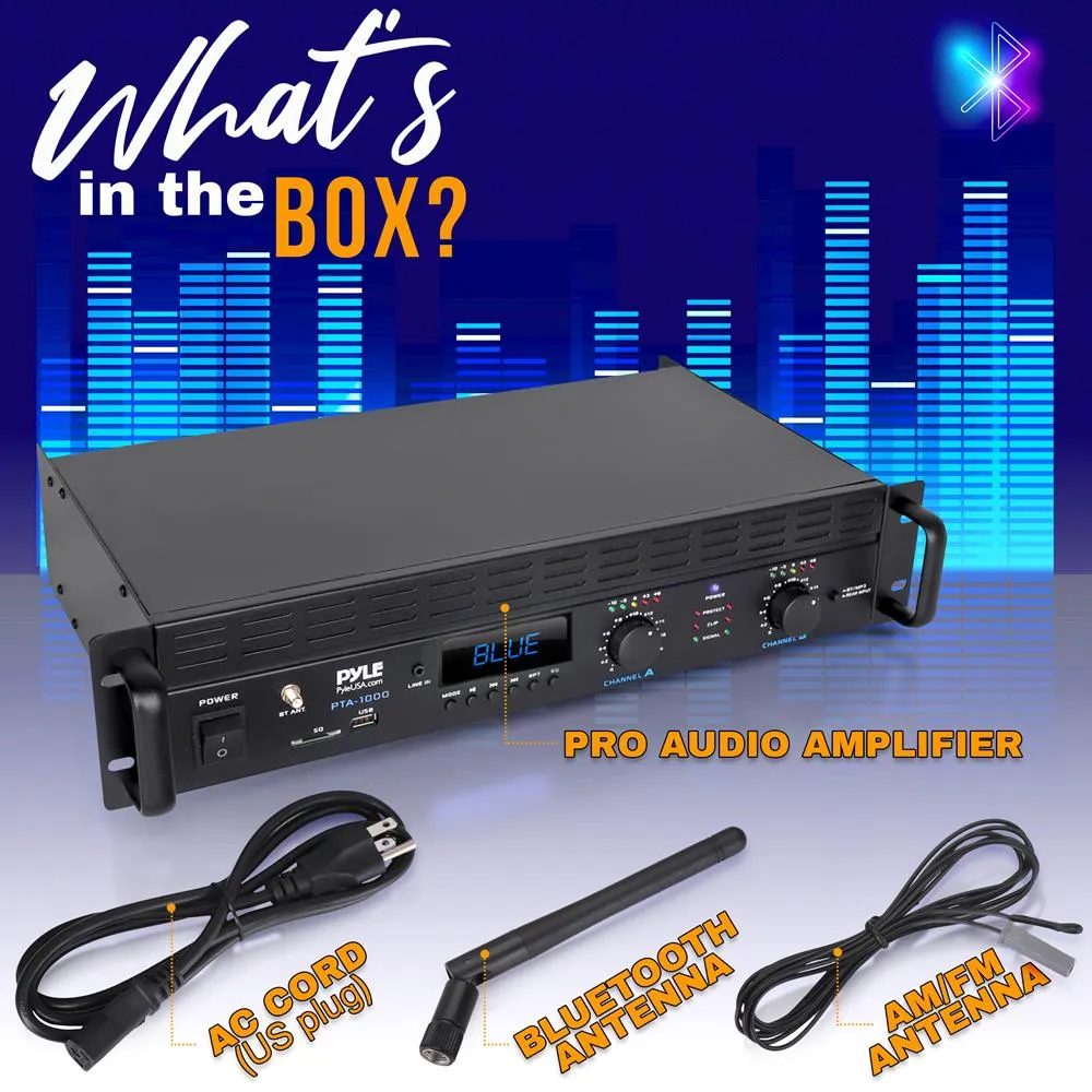 Bluetooth Pro Audio Power Amplifier - 2-Channel Professional Rack Mount Bridgeable Sound Amplifier