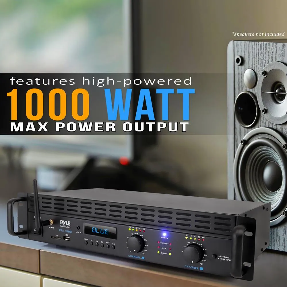 Bluetooth Pro Audio Power Amplifier - 2-Channel Professional Rack Mount Bridgeable Sound Amplifier