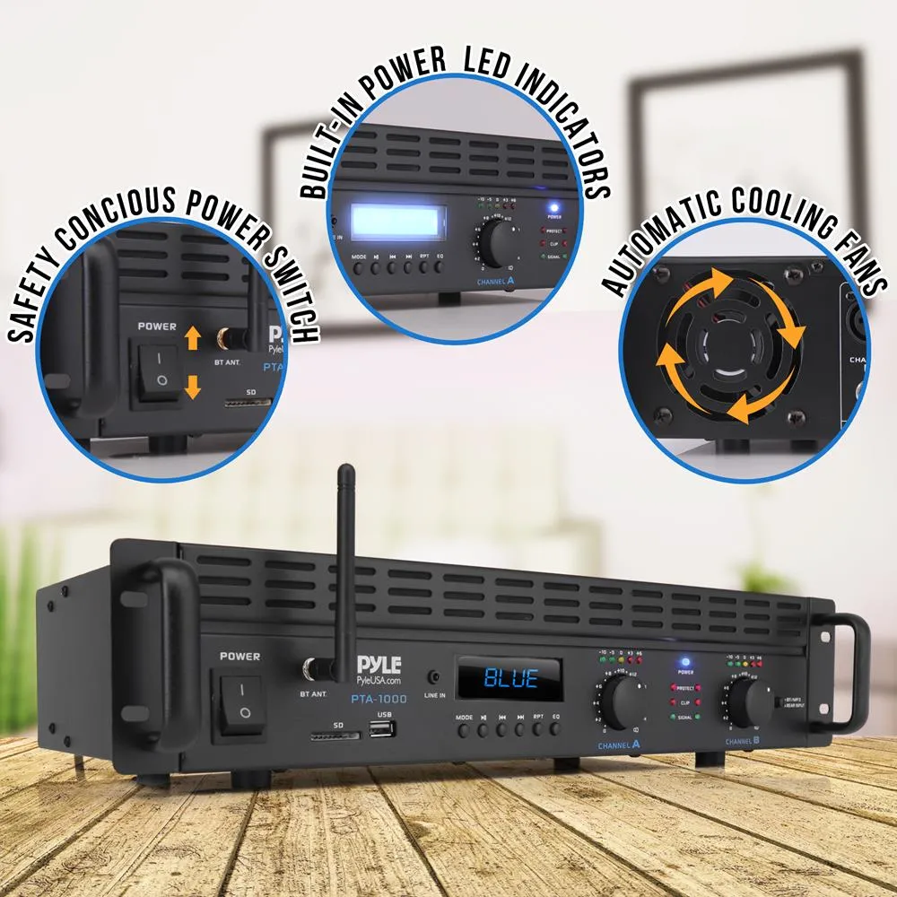 Bluetooth Pro Audio Power Amplifier - 2-Channel Professional Rack Mount Bridgeable Sound Amplifier