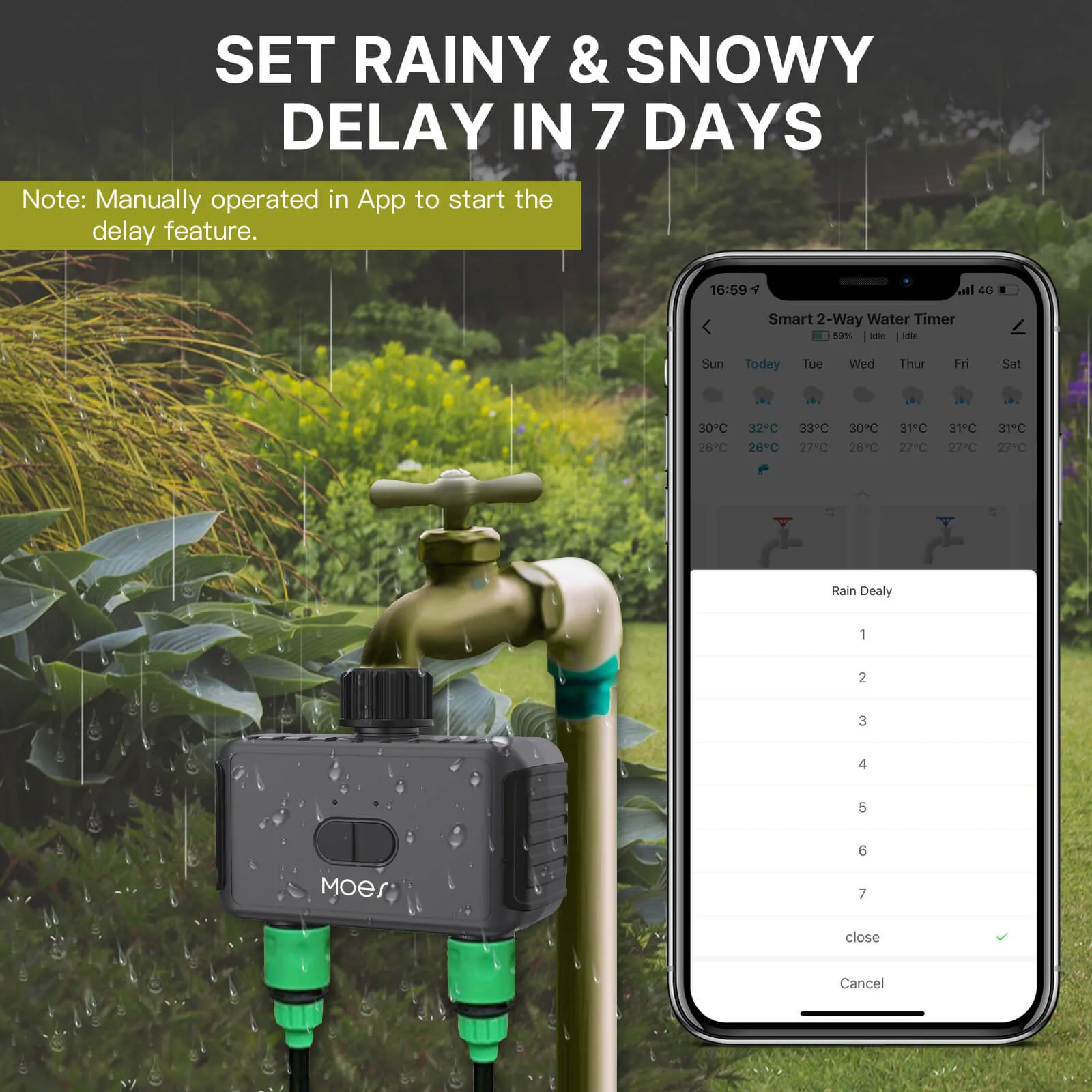 Bluetooth Timer, Smart Sprinkler Water Timer with 2 Outlet