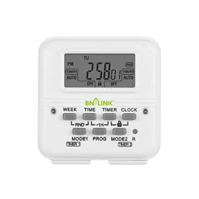 BN-LINK Digital Timer Outlet 7 Day Programmable Digital Outlet Timer with 2 Independent Outlets 3-Prong Mini Indoor Easy Set Stackable Plug-in for Lights Lamps Fans Accurate 8A/1000W 1/3HP