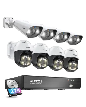 C182/C296 5MP Security Camera System   4K 8CH PoE NVR   2TB Hard Drive