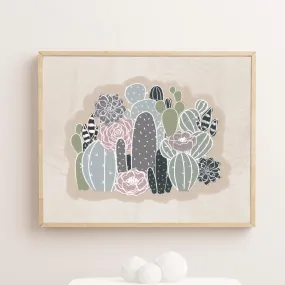 Cactus Floral Family Art Print