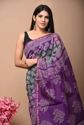 Chanderi Cotton Weaving Jari Patti & Digital Print Saree
