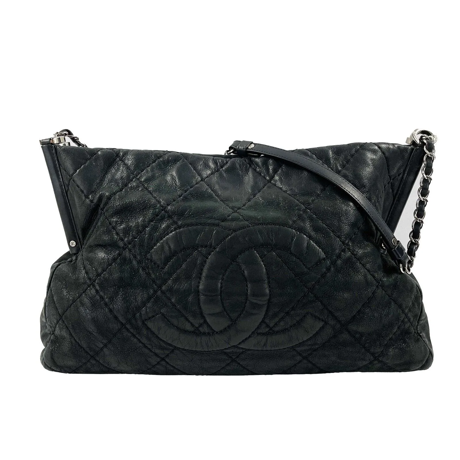 CHANEL - Sea Hit CC Iridescent Calfskin Medium Black Shoulder Bag