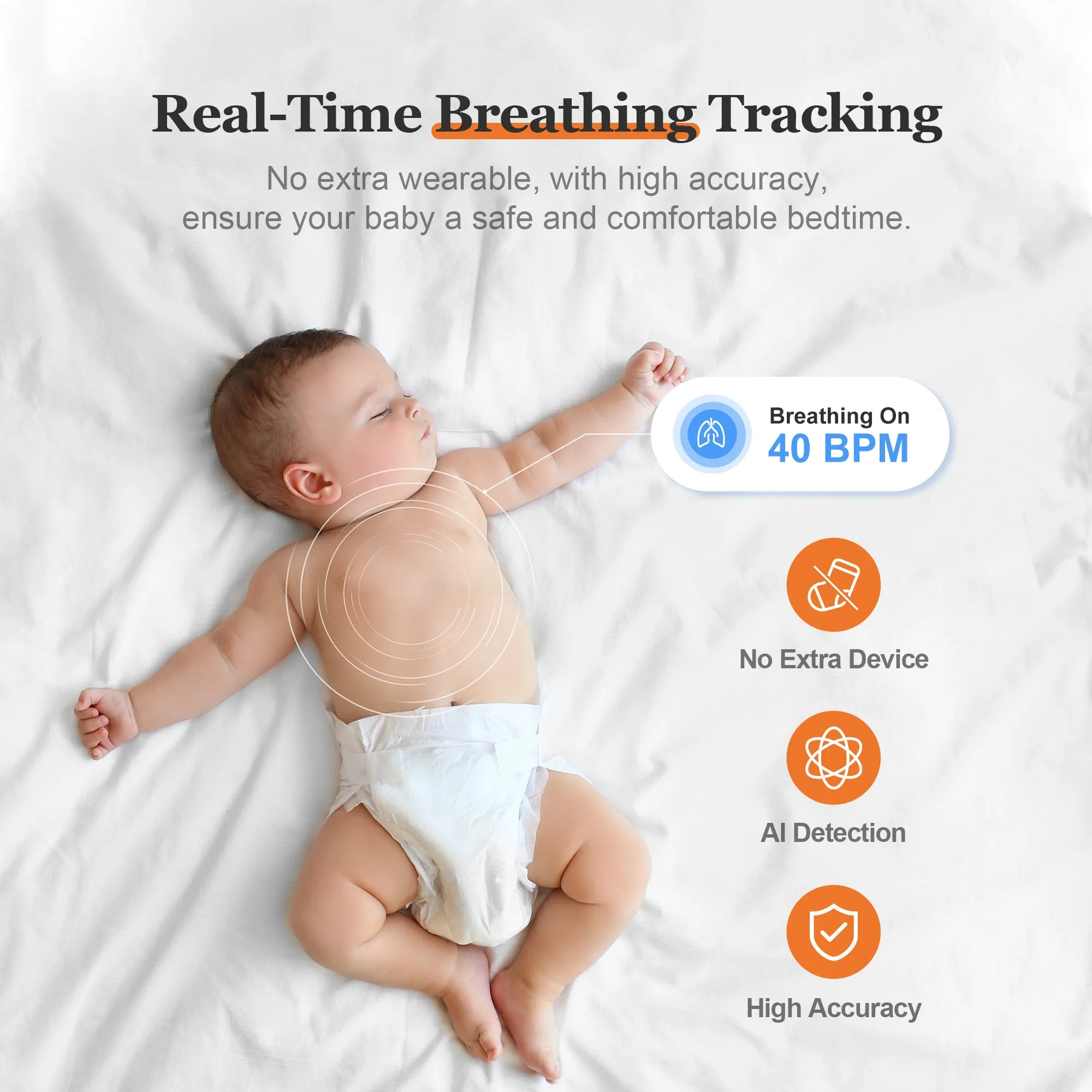 Cheego X3 Pro Smart Baby Monitor HD Video Camera and Audio, Realtime Breathing and Sleep Tracking, 2-Way Talk, Nightlight and Night Vision, Room Humidity & Temp, Wake up & Crying Detection, Works with Alexa