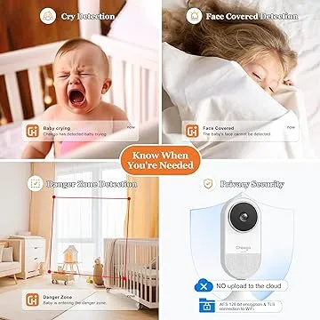 Cheego X3 Pro Smart Baby Monitor HD Video Camera and Audio, Realtime Breathing and Sleep Tracking, 2-Way Talk, Nightlight and Night Vision, Room Humidity & Temp, Wake up & Crying Detection, Works with Alexa