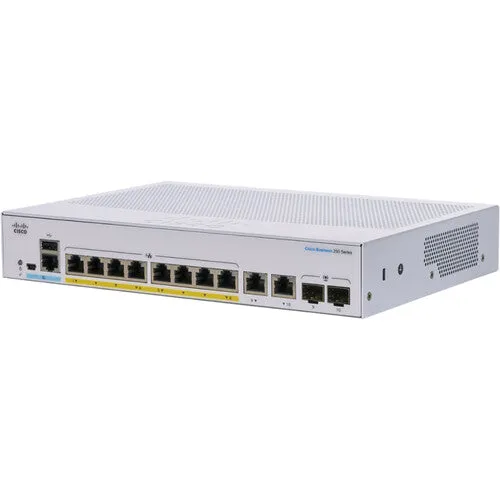 Cisco CBS250-8PP-E-2G 8-Port Gigabit PoE  Compliant Managed Switch with SFP/RJ45 Combo (45W)