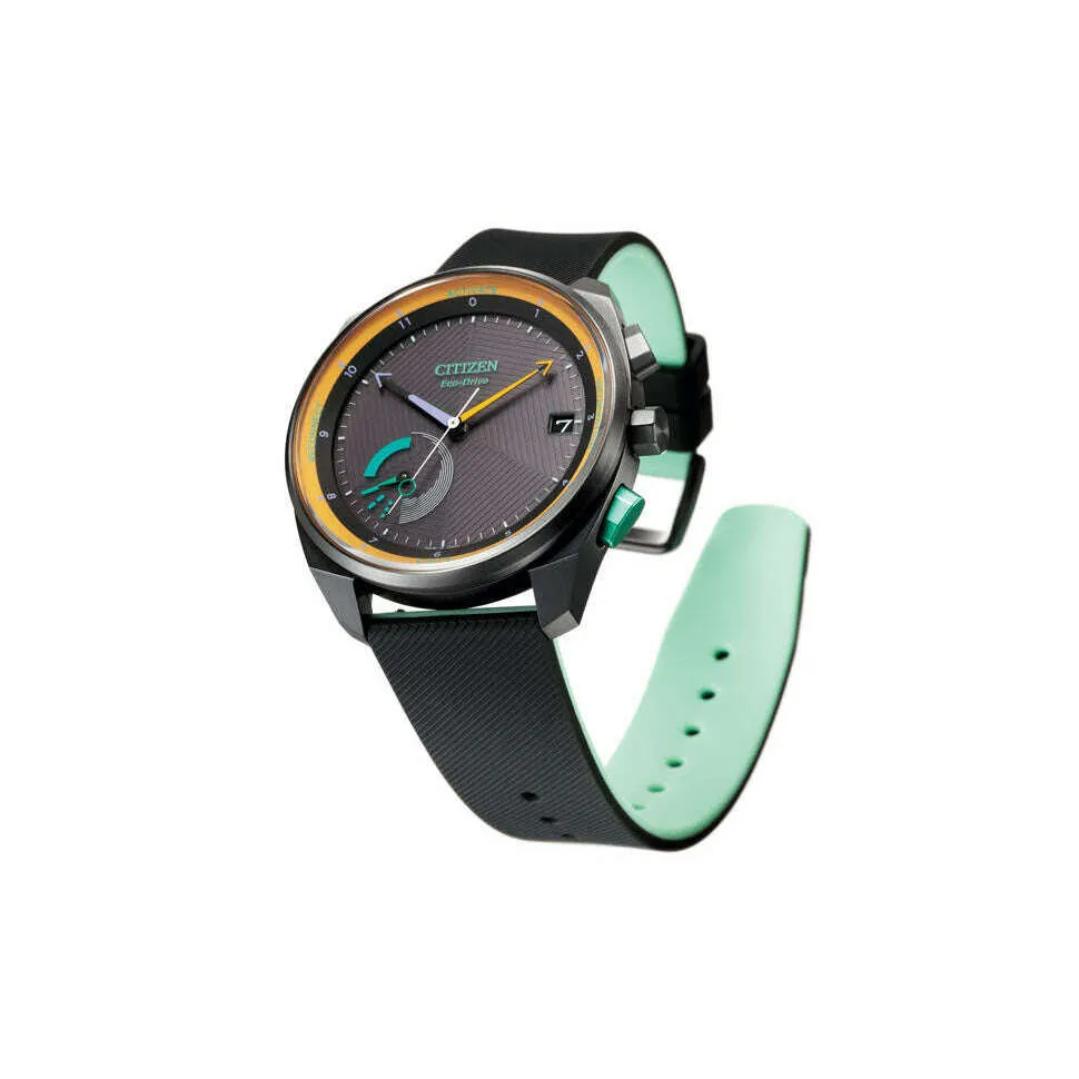 CITIZEN ECO DRIVE RIIIVER SOLAR BLACK RUBBER STRAP SMART MEN WATCH BZ7005-07F