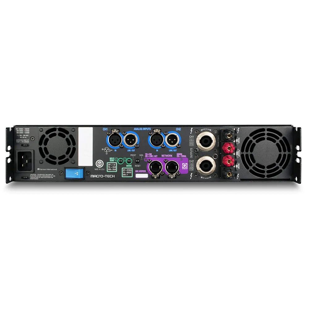 Crown Audio Macro-Tech MA12000i 2 Channel Professional Stereo Touring Amplifier 100-240V